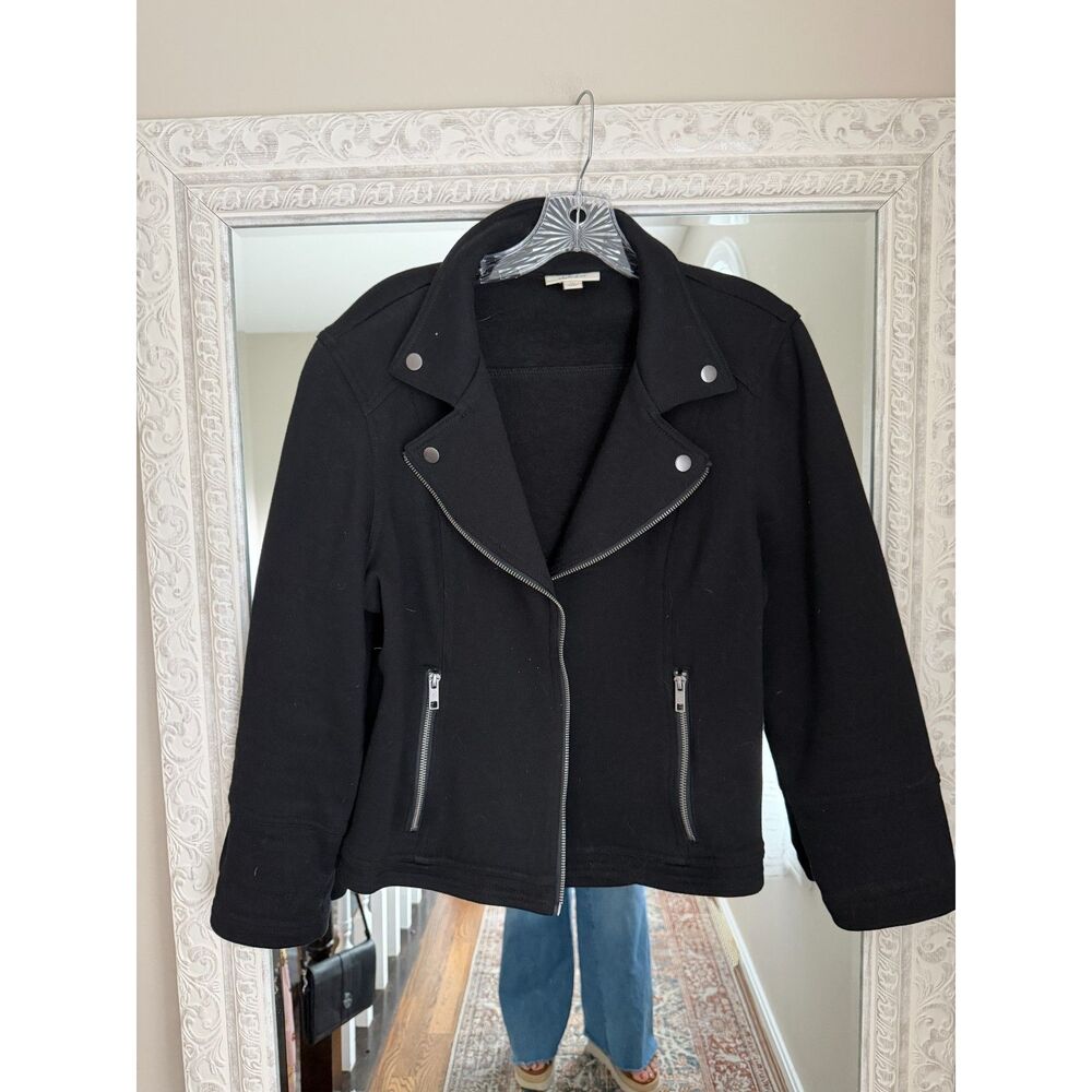 Edgy Style & Co Black Moto Jacket, Plus Petite PXL, Zip Front